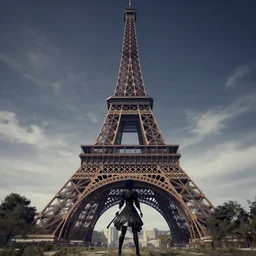 Screenshot from Nier Automata, near the Eiffel tower in Paris