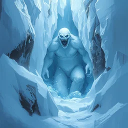 an abominable snowman trapped in ice by greg rutkowski