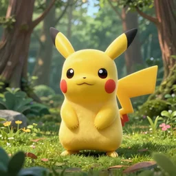 a magical pikachu in a forest, digital art, wide shot, highly detailed, hyperrealistic, photorealistic, unreal engine 5, very detailed,  made by a professional 3d artist, dynamic lighting, trending on artstation, 4k uhd, epic composition, masterpiece