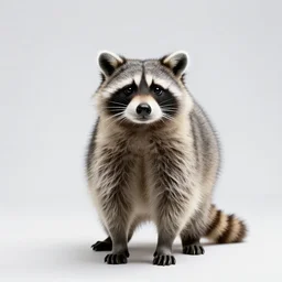 albino raccoon, professional studio photo, full body, isolated on a pure white background, centered, entire subject in frame, sharp focus, soft studio lighting
