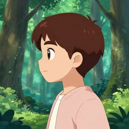 tadashi from big hero 6 infront of a forest, profile picture, digital illustration