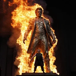 JJ Abrams burning a giant statue of George Lucas