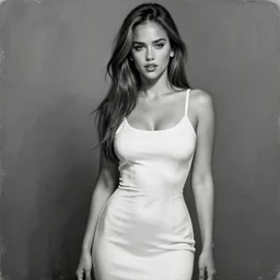 jessica alba, without dress, gigachad black and white trending on artstation, painted by greg rutkowski