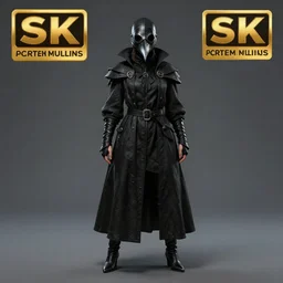Full body Picture of a female Plague doctor, jet black tuffle coat, beaked mask, battle, alone, alluring, D&D, extremely detailed, by artgerm and Craig Mullins, James Jean, Andrey Ryabovichev, Mark Simonetti and Peter Morbacher, matte painting, trending on artstation, artstationHD, artstationHQ, octane, full HD, 16K, award winning