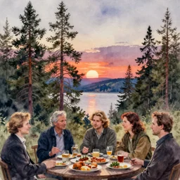 watercolor painting of scandinavian view, pines, ambient lighting, art by hans gude, art by hans dahl, by jesper ejsing, art by anders zorn, wonderful masterpiece by greg rutkowski, cinematic light, american romanticism by greg manchess, creation by tyler edlin