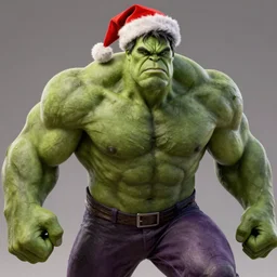 Santa Claus is The Hulk, hyperdetailed, artstation, cgsociety, 8k