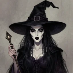 a beautiful portrait illustration of an evil witch, by Sandra Chevrier, featured on artstation