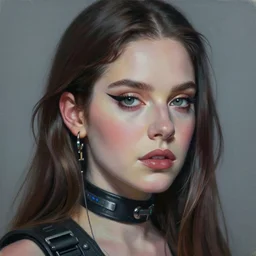 portrait painting of cyberpunk lana del rey, sharp focus, award - winning, trending on artstation, masterpiece, highly detailed, intricate. art by josan gonzales and moebius and deathburger