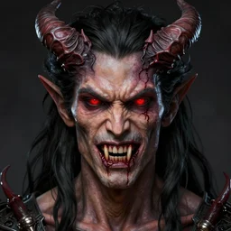 centered detailed portrait of joe biden and demon hybrid, red eyes, black hair, bloody demon tooth, demon horns, details, intricate, octane render, smooth, illustration, dark background, hyperrealistic, by dmitry prozorov, loish, and wlop