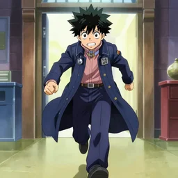 the Tenth Doctor running towards the camera in the style of Boko No Hero Academia