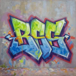 3 d wildstyle geometric graffiti oil painting in the style of renoir