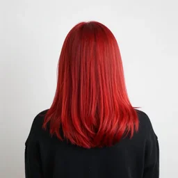 upper body portrait. back of a girls head and shoulders. medium length bright red hair, black jumper. lit from the right side, white light. centered median photoshop filter cutout vector behance hd artgerm jesper ejsing!