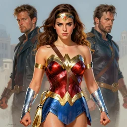 emma watson as wonder woman illustration by alex gross by alex ross by Greg Land digital painting comic book superheroes