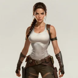 Lara Croft as a beautiful warrior woman, intricate, elegant, highly detailed, centered, digital painting, artstation, concept art, smooth, sharp focus, illustration, Boris Villejo, Julie Bell, Rowena Morrill, Patrick Jones, Keith Parkinson, Brom, Donato, Stephen Hickman, Don Maitz, Greg Hildebrandt