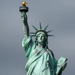 “ statue of liberty with very huge and freakishly long arms ”