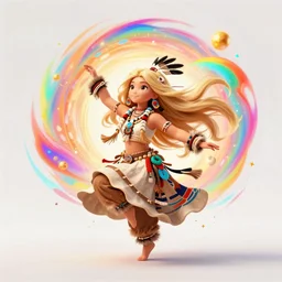 quirky cute dancing eagle woman, long blonde hair, engulfed in funkadelic aura, lakota sioux, surreal illustration, alphonse mucha, rhads, ross tran, artstation, artgerm, octane render, 1 6 k