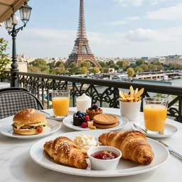 beautiful breakfast with Paris view