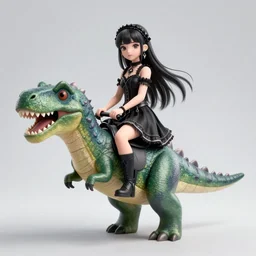goth girl riding a dinosaur