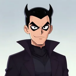 cartoon, detailed portrait of an evil thirty year old supervillian with light ashen hair, vivid glowing violet eyes, colorful, aura, sacred, divine, trending on artstation