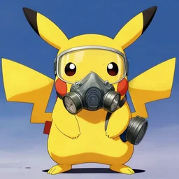 Pikachu, wearing a gas mask, Trending on Artstation, Hiroaki Tsutsumi style