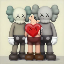 heartbreak by shusei nagaoka, kaws, david rudnick, airbrush on canvas, pastell colours, cell shaded, 8 k