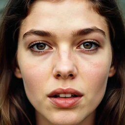 a candid extreme closeup portrait of an expressive face of a adventurous young woman by annie leibovitz
