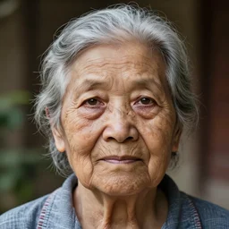 a realistic portrait photo of an old lady, exremely detailed, hyper realistic