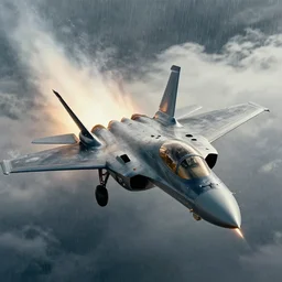 a cinematic painting of a fighter jet, sonic boom, movie still, beautiful lighting, high depth, ultra realistic, rain, clouds, artistic, by zack snyder