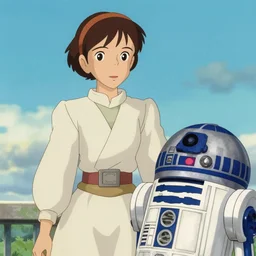 princess leia and r 2 d 2, anime, studio ghibli