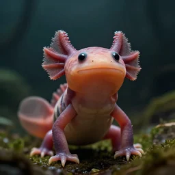 a closeup shot of an axolotl amphibian creature standing triumphantly against the nature, dramatic lighting, cinematic, extremly high detail, photorealistic, cinematic lighting, artstation, DSLR, Nikon