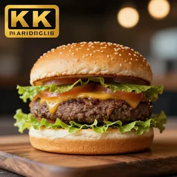 high quality presentation photo of a hamburger, photography 4k, f1.8 anamorphic, bokeh, 4k, Canon, Nikon