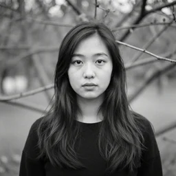 double exposure portrait photography of girl with branches of tree. black and white. ilford delta. leica mp