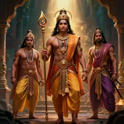A cinematic scene from Ramayan in a Marvel Movie, concept art by James Gurney and Greg Rutkowski, dramatic lighting, ultra HD, HDR, 8k