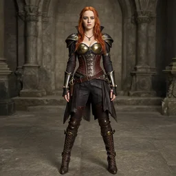 full body photo of emma stone as a steampunk vampire warrior