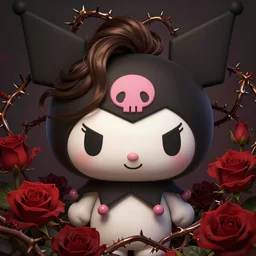 beautiful kuromi surrounded by thorns and roses, attractive face, photo by alexey gurylev, high detail, clear focus, concept art, league of legends, shumolly style, monable, artgerm, greg rutkowski, zeronis, pilen and ruan jia