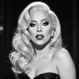portrait of Lady Gaga by Cecil Beaton , glamorous Hollywood style lighting, black and white, photorealistic