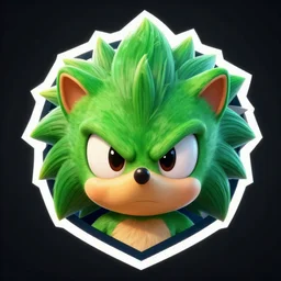 behance hd, 3 d head of green hedgehog, cgsociety, symmetrical logo, a digital painting by marvel, cgsociety, very angry eyes