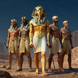 dynamic fullbody portrait of egyptian god, by greg rutkowski and gaston bussiere and craig mullins and j. c. leyendecker, volumetric lighting, hd