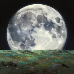 an oasis on the moon, in the style of studio ghibli, dramatic, fantasy lighting