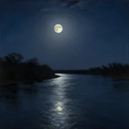 mississippi river in the moonlight by rembrandt,