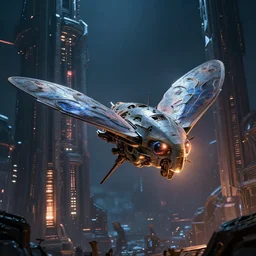 armored drone, scifi, alien base, midnight, power generators, highly detailed, moth shape, flying, majestic, glow, artstation, masterpiece, epic lighting, art by filippo ubertino and eddie mendoza and edward denton