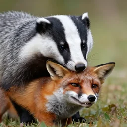 A close up badger biting a fox, as happens in nature from time to time. Photo credit National Geographic.