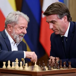 photo of luis inacio lula da silva and jair messias bolsonaro playng chess, detailed 4 k