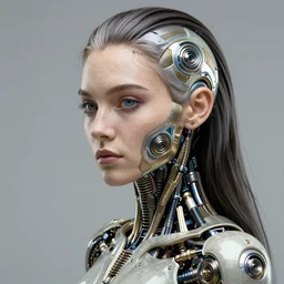 extremely detailed, intricate photrealistic portrait beautiful female android, art by moebius, h 7 0 4