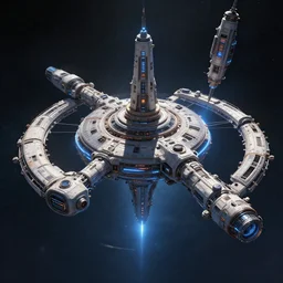 vertical space station of intergalactic trade guild with artificial gravity, trending on artstation, futuristic, sci-fi digital painting, highly detailed 4K, concept art, octane render