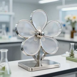 flower shop by science labotory made of stainless steel and translucent, flower shape