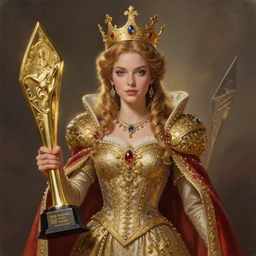 professionally - painted ultradetailed ornate beautiful award winning masterpiece illustration of nadia la arwall, as a queen, digital airbrush painting, 3 d rim light, hyperrealistic, artstation, cgsociety, kodakchrome, golden ratio