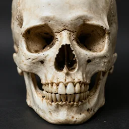 human skull that has broken in two pieces