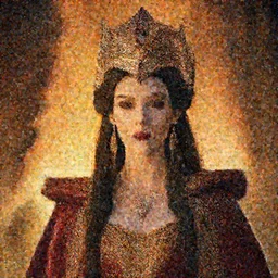 photograph of a real-life beautiful fire queen with intricate crown and cloak.  Extremely detailed. 8k