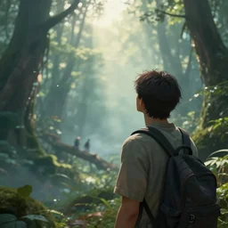 a person staring into the nostalgic lucid dream world, with an adventure waiting. 8k resolution, photograph, unreal engine, beautiful art, trending on art station .